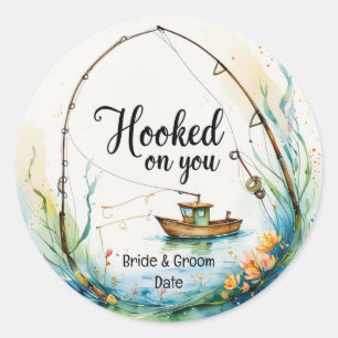 Sticker Rond Les amoureux de la pêche Hook sur vous