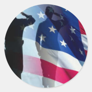 Sticker Rond Les anciens combattants saluent le patriotique du 