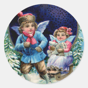 Sticker Rond Les anges comme les enfants Cadeaux de Noël Image 