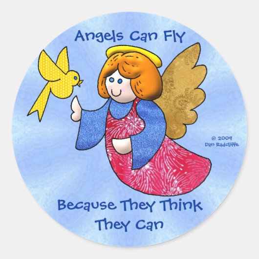 Sticker Rond Les anges peuvent voler (Devant)
