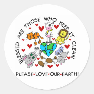 Sticker Rond Les animaux aiment notre terre