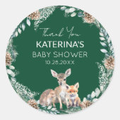 Sticker Rond Les animaux de bois mignons Baby shower Merci Favo (Devant)