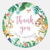 Sticker Rond Les animaux de la jungle tropicale Merci Anniversa (Devant)