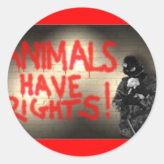 Sticker Rond Les Animaux Ont Des Droits ! (Devant)