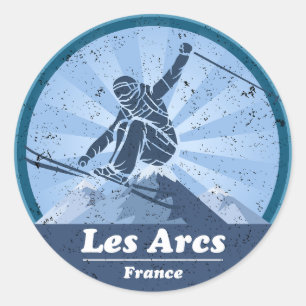 Sticker Rond Les Arcs Station de ski - Skieur