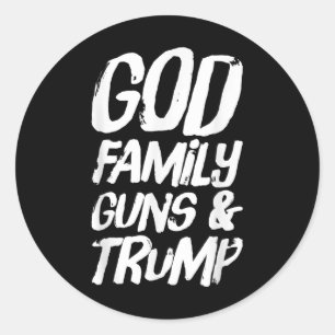 Sticker Rond Les armes de la famille Dieu & ; Trump remporte