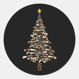 Sticker Rond Les Armes Qui Se Transforment En Arbre De Noël Drô