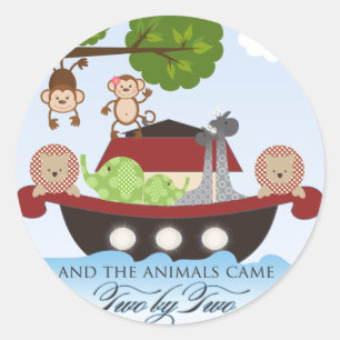 Sticker Rond Les Autocollant-Animaux de l'arche de Noé sont