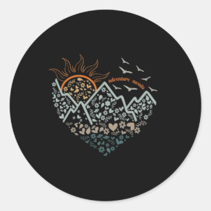 Sticker Rond Les aventures attendent la vie en camping floral c