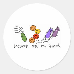 Sticker Rond Les bactéries sont mes amis