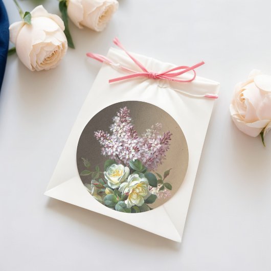 Sticker Rond Les Beaux-Arts rose et Lilacs