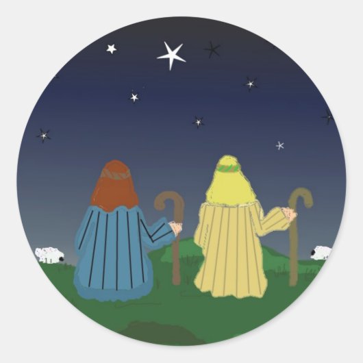 Sticker Rond Les Bergers Surveillant Leurs Troupeaux (Devant)