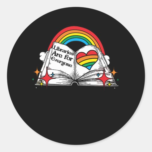 Sticker Rond Les bibliothèques sont pour tout le monde Rainbow  (Devant)