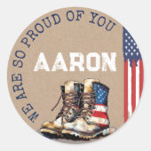 Sticker Rond Les Bottes Militaires Drapeaux RUSTIQUES En Train  (Devant)