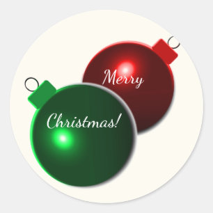 Sticker Rond Les boules de Noël brillent rouge et vert avec l'a