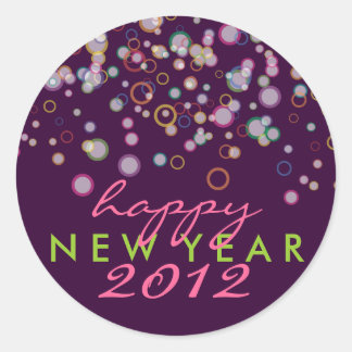 Sticker Rond Les bulles de fête Joyeux Nouvel An