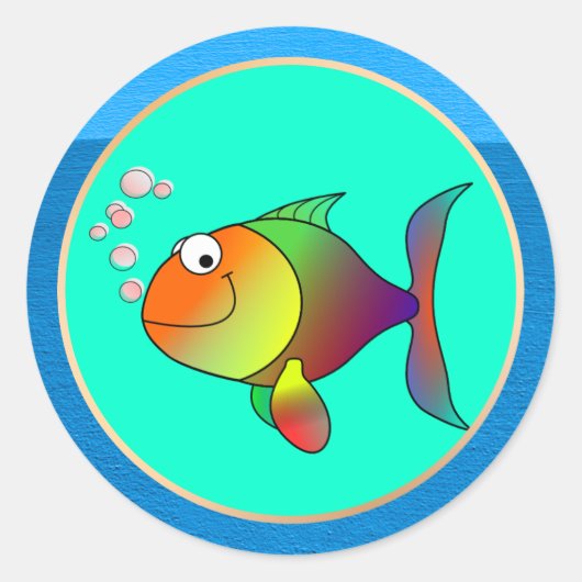 Sticker Rond Les bulles du poisson (Devant)