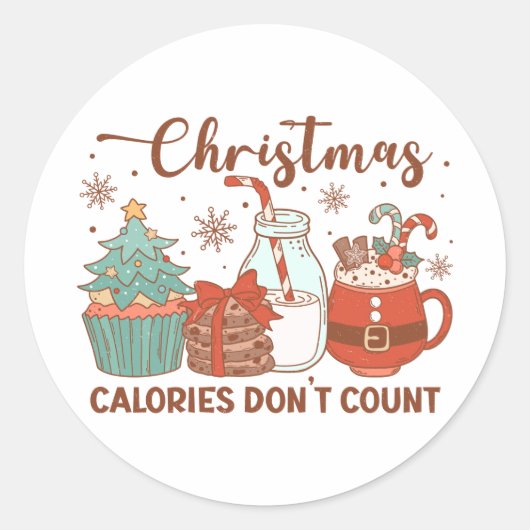 Sticker Rond Les calories de Noël ne comptent pas les autocolla (Devant)