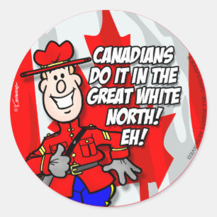 Sticker Rond Les Canadiens Le Font Dans Le Grand Nord Blanc