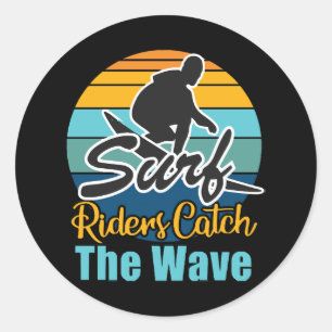 Sticker Rond Les cavaliers des vagues attrapent les vagues