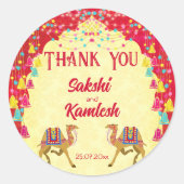 Sticker Rond Les chameaux du mariage indien Rajasthani en faveu (Devant)