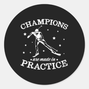Sticker Rond Les Champions De Biathlon Sont Réalisés En Pratiqu