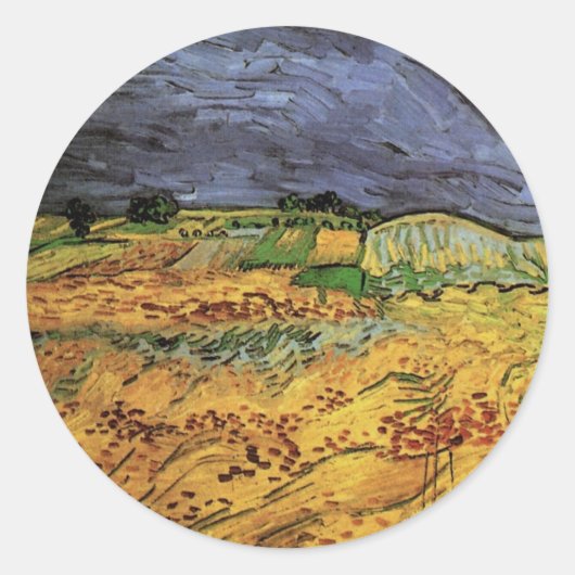 Sticker Rond Les champs par Vincent van Gogh (Devant)