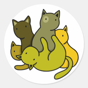 Sticker Rond Les chatons d'olive