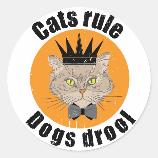 Sticker Rond les chats règle les chiens baver (Devant)