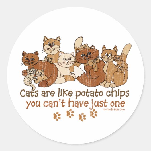 Sticker Rond Les chats sont comme des pommes chips (Devant)
