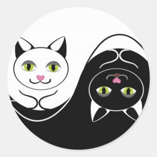 Sticker Rond Les chats Yin Yang (Devant)