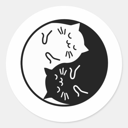 Sticker Rond Les chats Yin Yang (Devant)