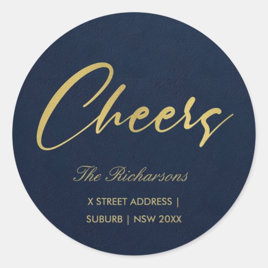 STICKER ROND LES CHEERS DE CALLIGRAPHIE MINIMALE DE MARINE FAUX (Devant)