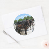 Sticker Rond Les Chevaux Amish Dites Bonjour ! (Enveloppe)