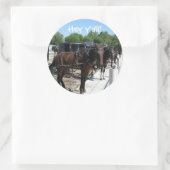 Sticker Rond Les Chevaux Amish Dites Bonjour ! (Sac)