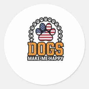Sticker Rond Les chiens me rendent heureux Chemise vintage à pa