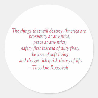 Sticker Rond Les choses qui détruiront l'Amérique.....
