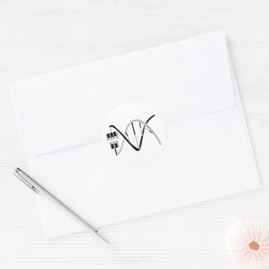 Sticker Rond Les clés de l'ADN du gène de la musique (Enveloppe)