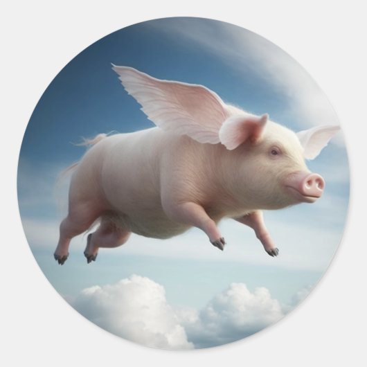 Sticker Rond Les cochons voleront ! (Devant)