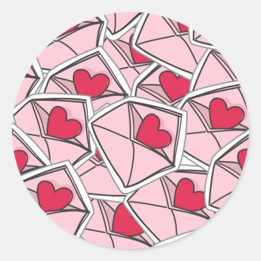 Sticker Rond Les coeurs de Valentine sur les enveloppes (Devant)