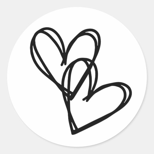 Sticker Rond les coeurs dessinés à la main, entrelacés ensemble (Devant)