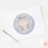 Sticker Rond Les colombes amoureuses mariage merci (Enveloppe)