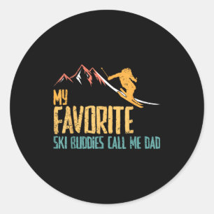 Sticker Rond Les copains de ski préférés appellent papa rétro v