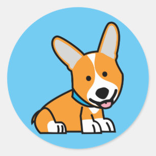 Sticker Rond Les Corgis de corgi poursuivent le Pembroke
