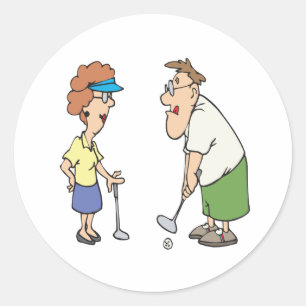 Sticker Rond Les couples qui jouent au golf ensemble restent