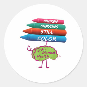 Sticker Rond Les crayons cassés colorent encore la sensibilisat