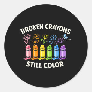 Sticker Rond Les crayons cassés colorent encore la sensibilisat