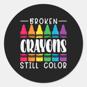 Sticker Rond Les Crayons cassés ont toujours des couleurs santé