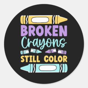 Sticker Rond Les Crayons cassés ont toujours des couleurs santé