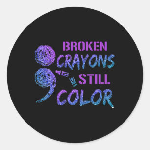 Sticker Rond Les Crayons Écrasés Restent Une Prévention Du Suic